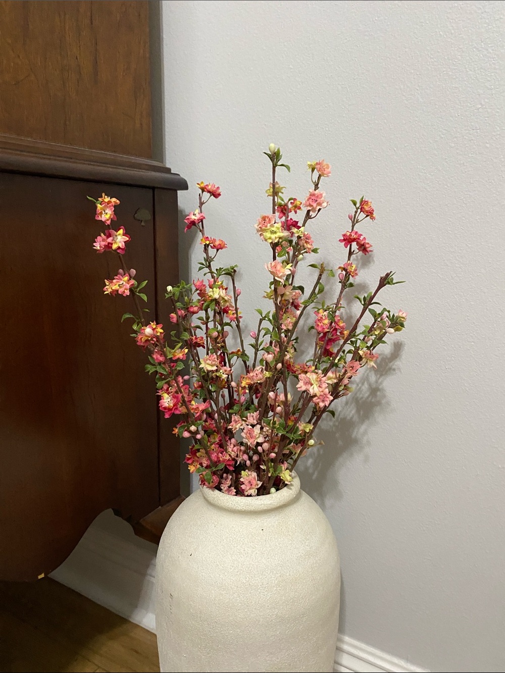 Faux Floral blossom stems in pink and cream 6 stems